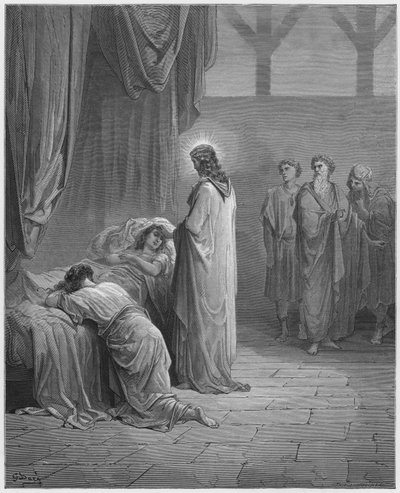 ギュスターヴドール聖書：イエスがヤイロの娘を育てた 作： Gustave Dore